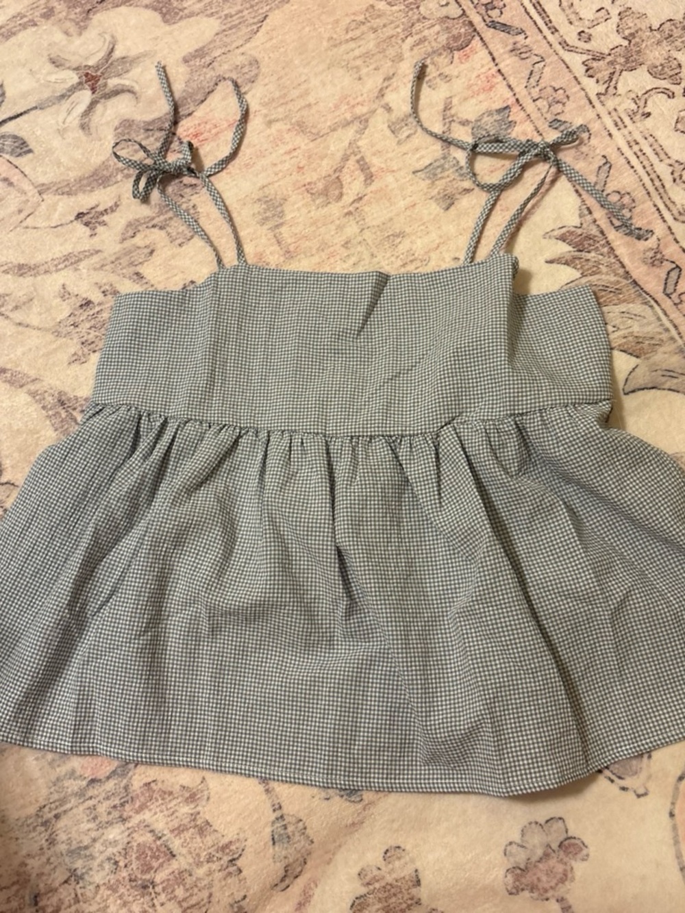 Women’s Gingham Tie-Shoulder Sundress Top - Blue